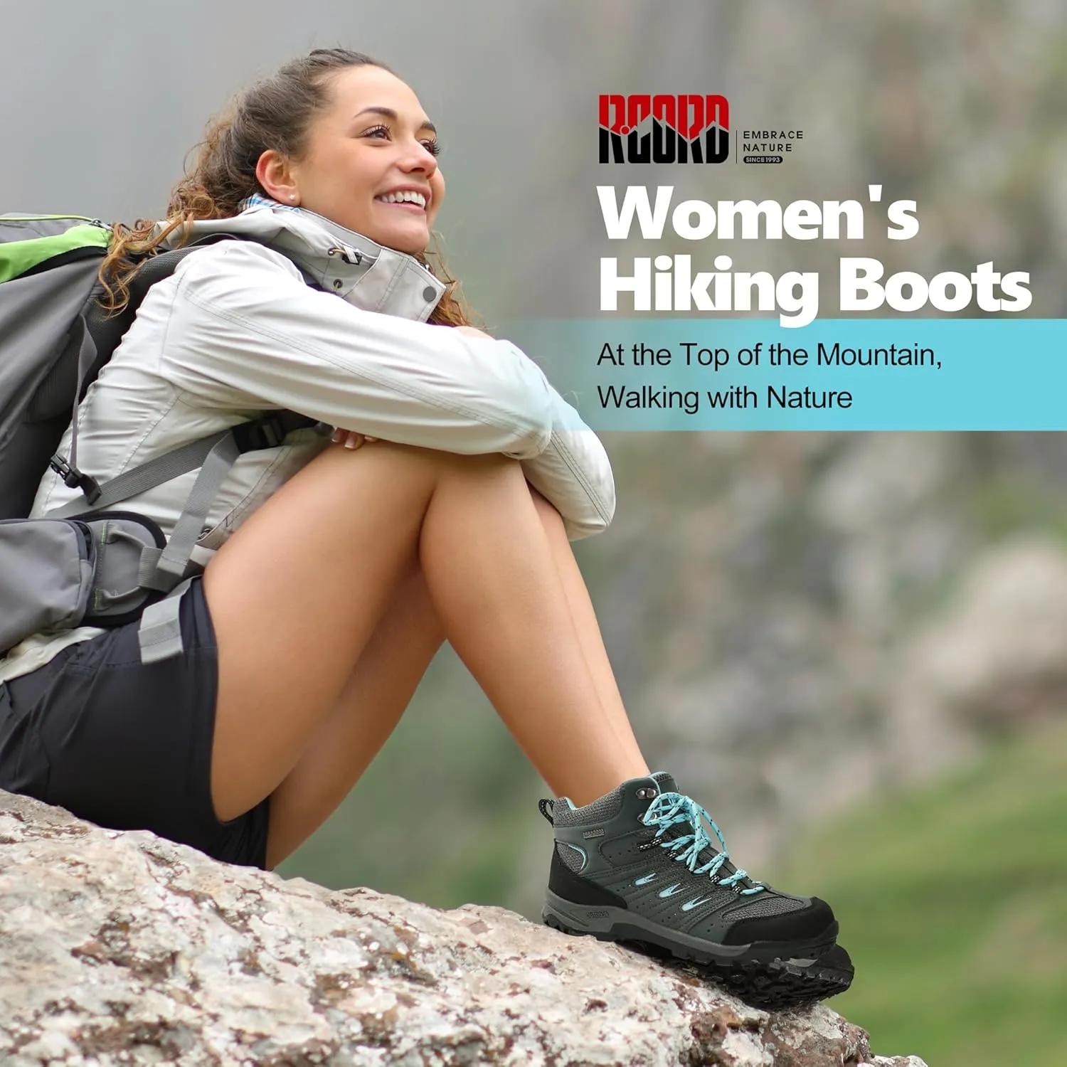 R CORD Hiking Boots Women Waterproof Womens Hiking Boots Comfortable Non-Slip Womens Hiking Shoes Walking Trekking Camping Tennis Sport Sneakers
