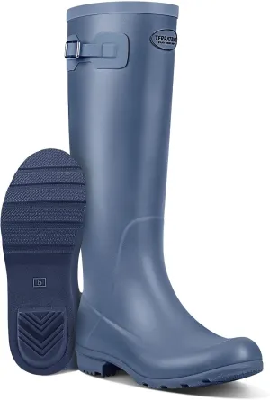 Rain Boots for Women Waterproof Rubber Boots Tall Knee High RainBoots Garden Boots Anti-Slip Wellington Rain Shoes
