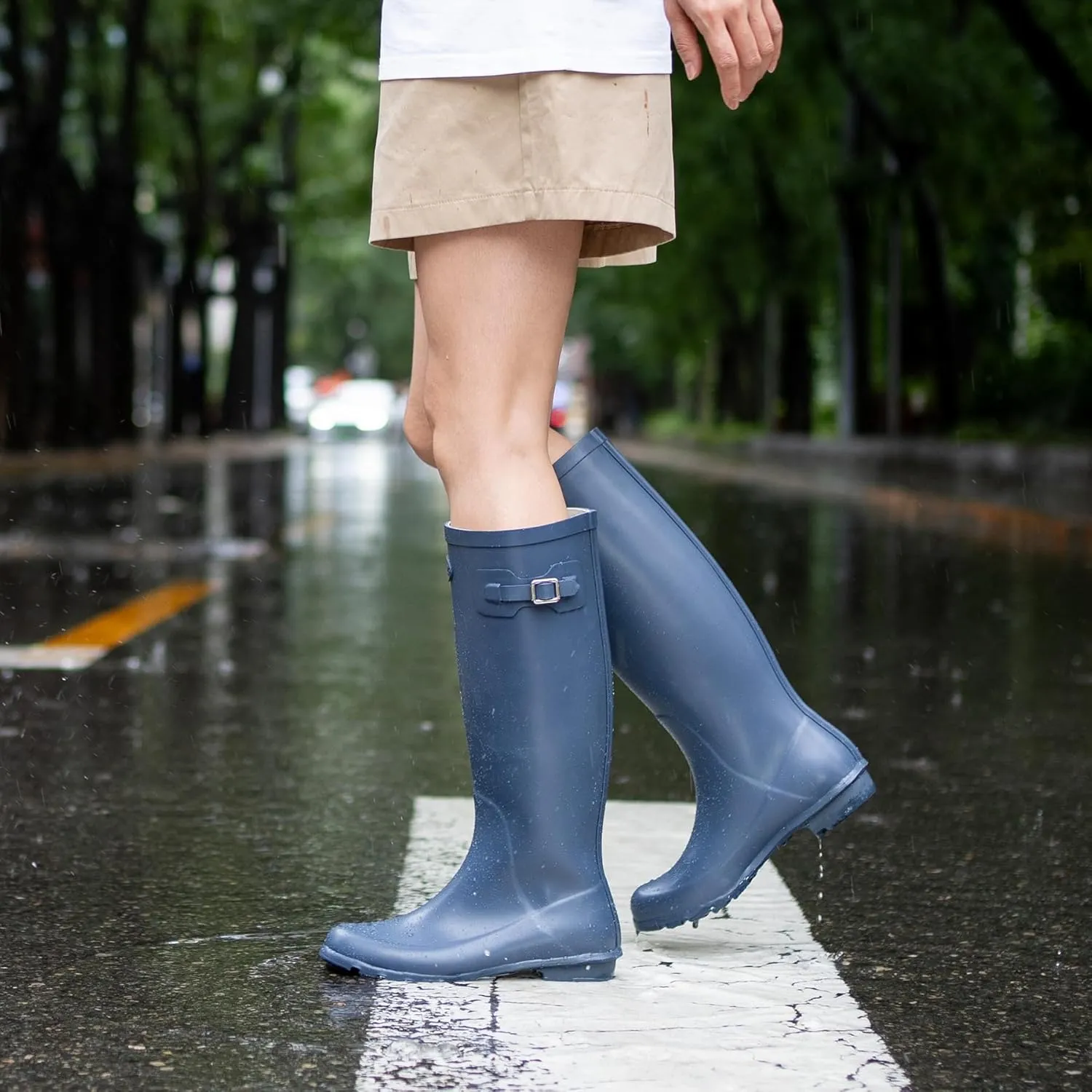 Rain Boots for Women Waterproof Rubber Boots Tall Knee High RainBoots Garden Boots Anti-Slip Wellington Rain Shoes