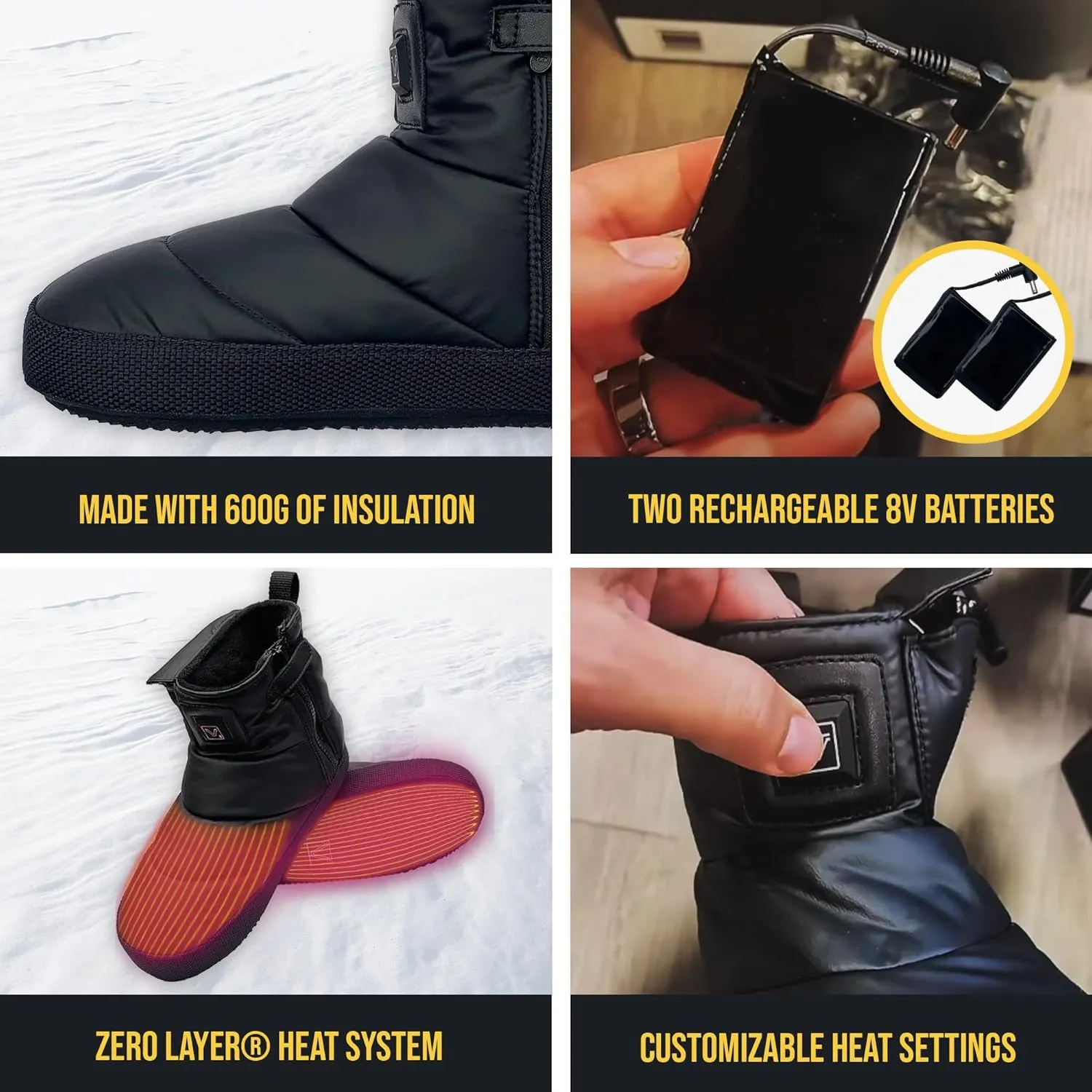 Rechargeable Heated Slippers - Top and Bottom Foot Heat - Home Boots