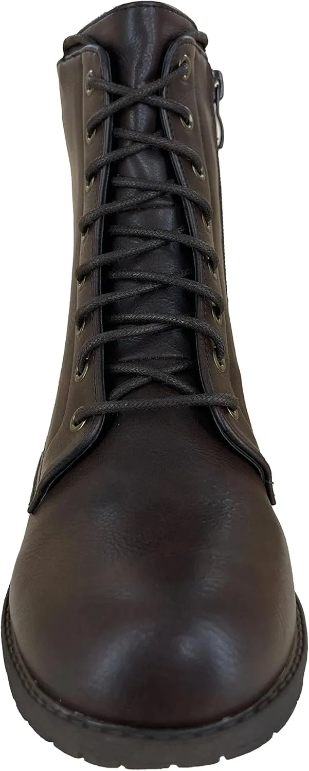 REVOL Women's Ankle Bootie Winter Lace up Mid Calf Military Combat Boots