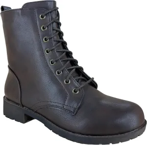 REVOL Women's Ankle Bootie Winter Lace up Mid Calf Military Combat Boots