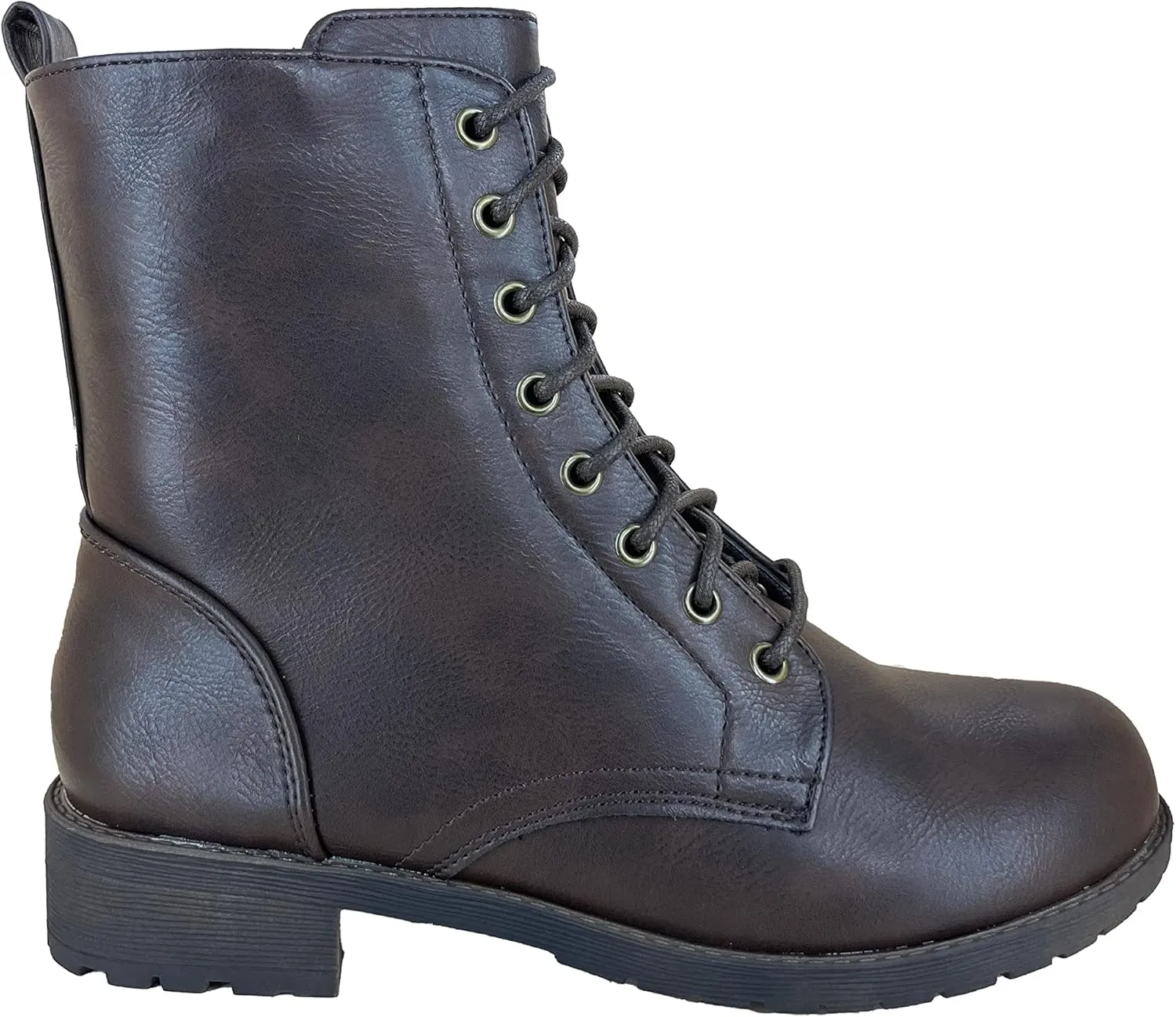 REVOL Women's Ankle Bootie Winter Lace up Mid Calf Military Combat Boots