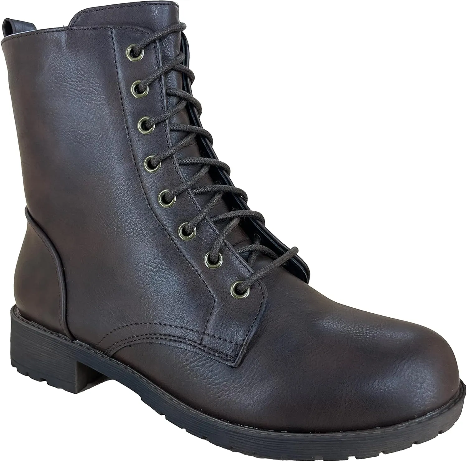 REVOL Women's Ankle Bootie Winter Lace up Mid Calf Military Combat Boots