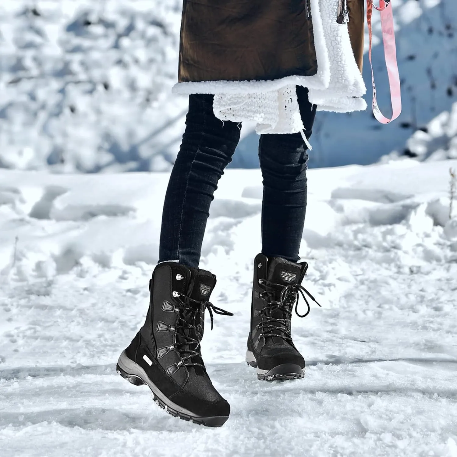 ROCKMARK Women's Waterproof Snow Boots Mid Calf Warm Winter Outdoor Footwear