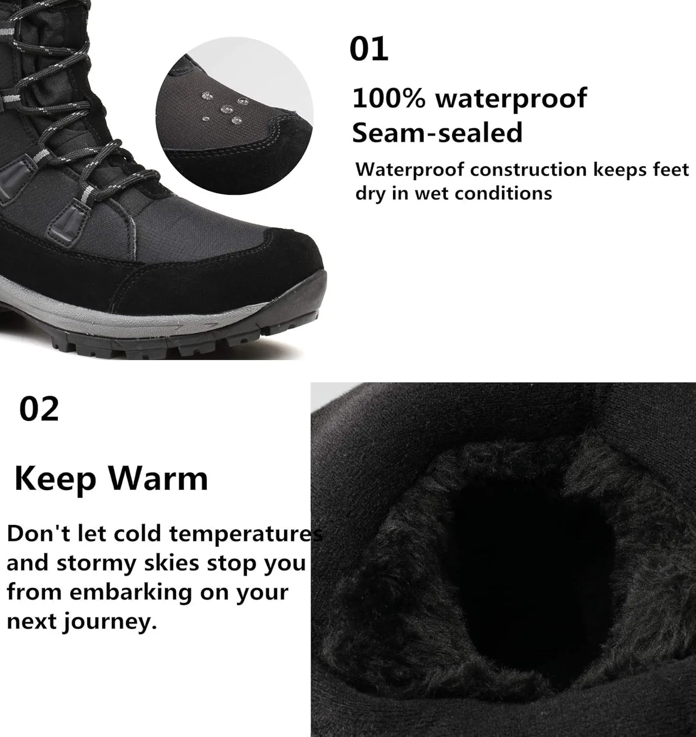 ROCKMARK Women's Waterproof Snow Boots Mid Calf Warm Winter Outdoor Footwear