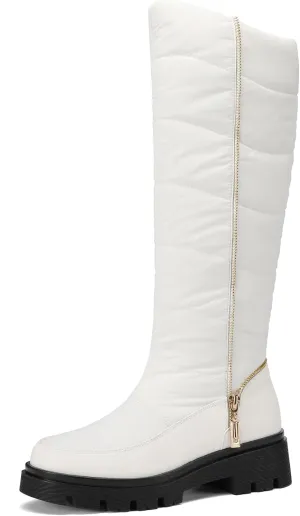 Roimaash Women's Snow Boots Knee High Mid Heel Warm Winter Boots