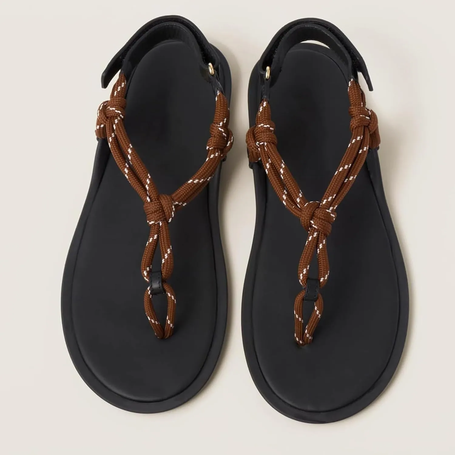 Rope Flip Flop Sandals for Women Thong Sandals Adjustable T Straps Comfortable Soft Flat Sandals