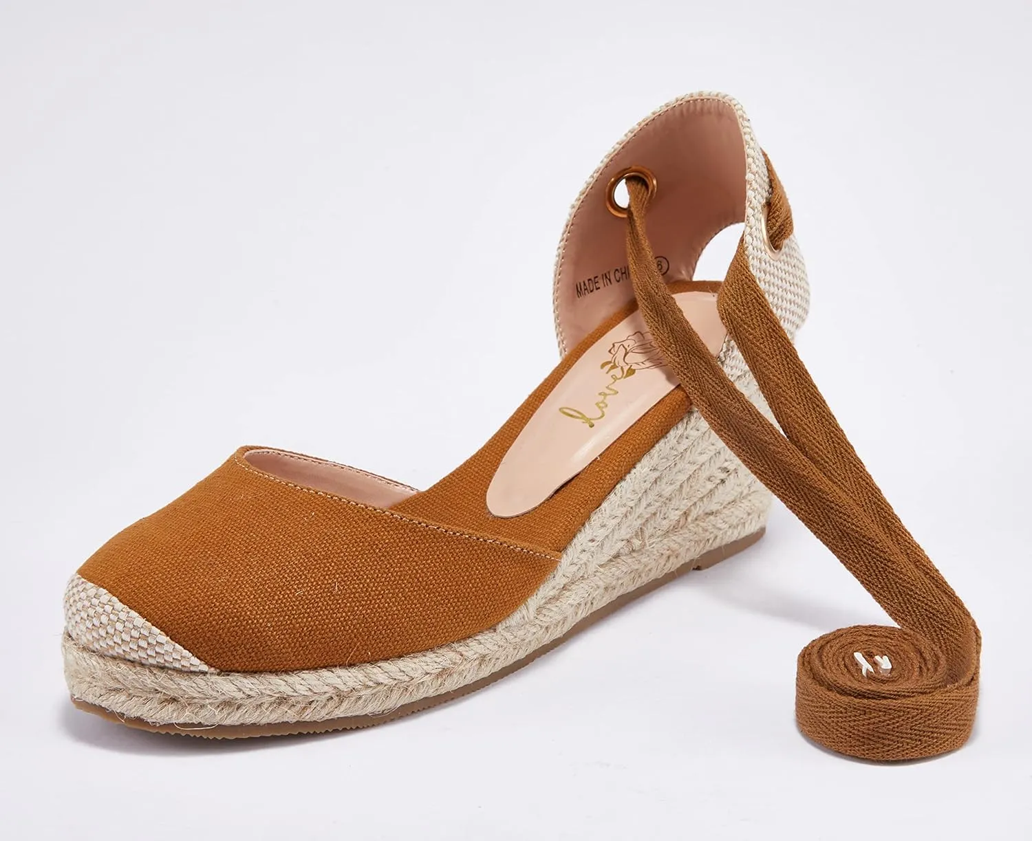 Ruanyu Womens Platform Espadrille Sandals Lace Up Closed Toe Summer Wedge Sandals