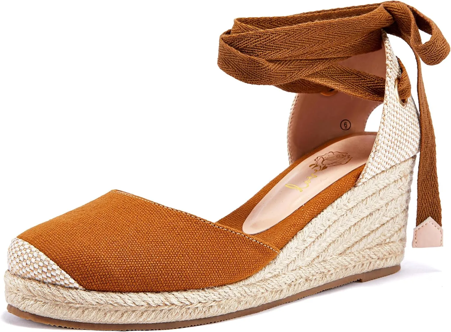 Ruanyu Womens Platform Espadrille Sandals Lace Up Closed Toe Summer Wedge Sandals