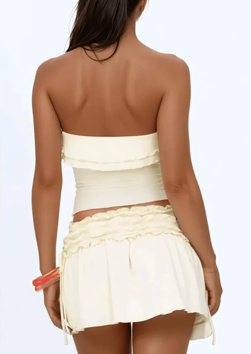 Ruffled Strapless Two-Piece Set