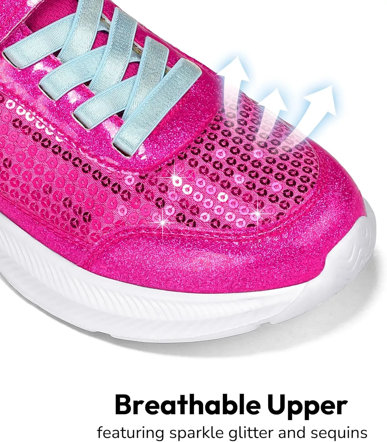 RUNSIDE Toddler Sneakers Girls Sparkle Sequins Walking Shoes, Kids Lightweight Tennis Sneakers with Hook and Loops