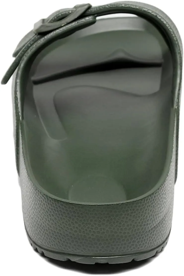 Sandals Slide for Women Double Buckle Adjustable Flat Shoes
