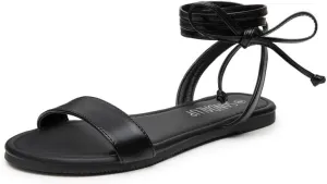 SANDALUP Womens Sandals Dressy Strappy Summer Cute Tie Up Ankle Strap flat sandals for women