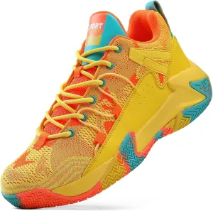 SANEARDE Mens Basketball Shoes High Top Breathable Non Slip Outdoor Sneakers Cushioning Workout Shoes for Fitness