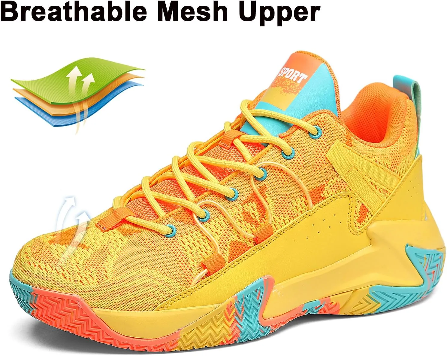 SANEARDE Mens Basketball Shoes High Top Breathable Non Slip Outdoor Sneakers Cushioning Workout Shoes for Fitness