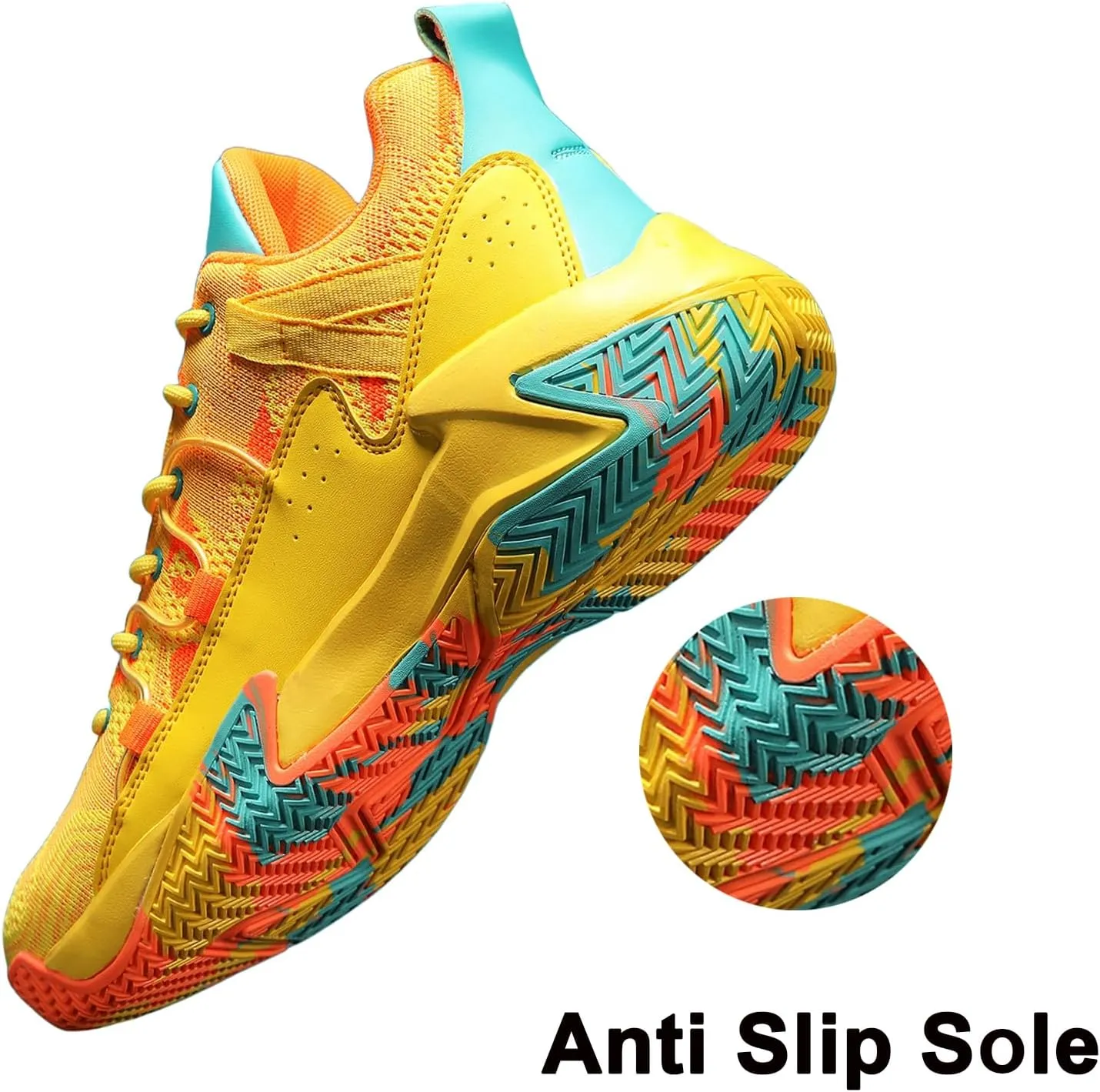 SANEARDE Mens Basketball Shoes High Top Breathable Non Slip Outdoor Sneakers Cushioning Workout Shoes for Fitness