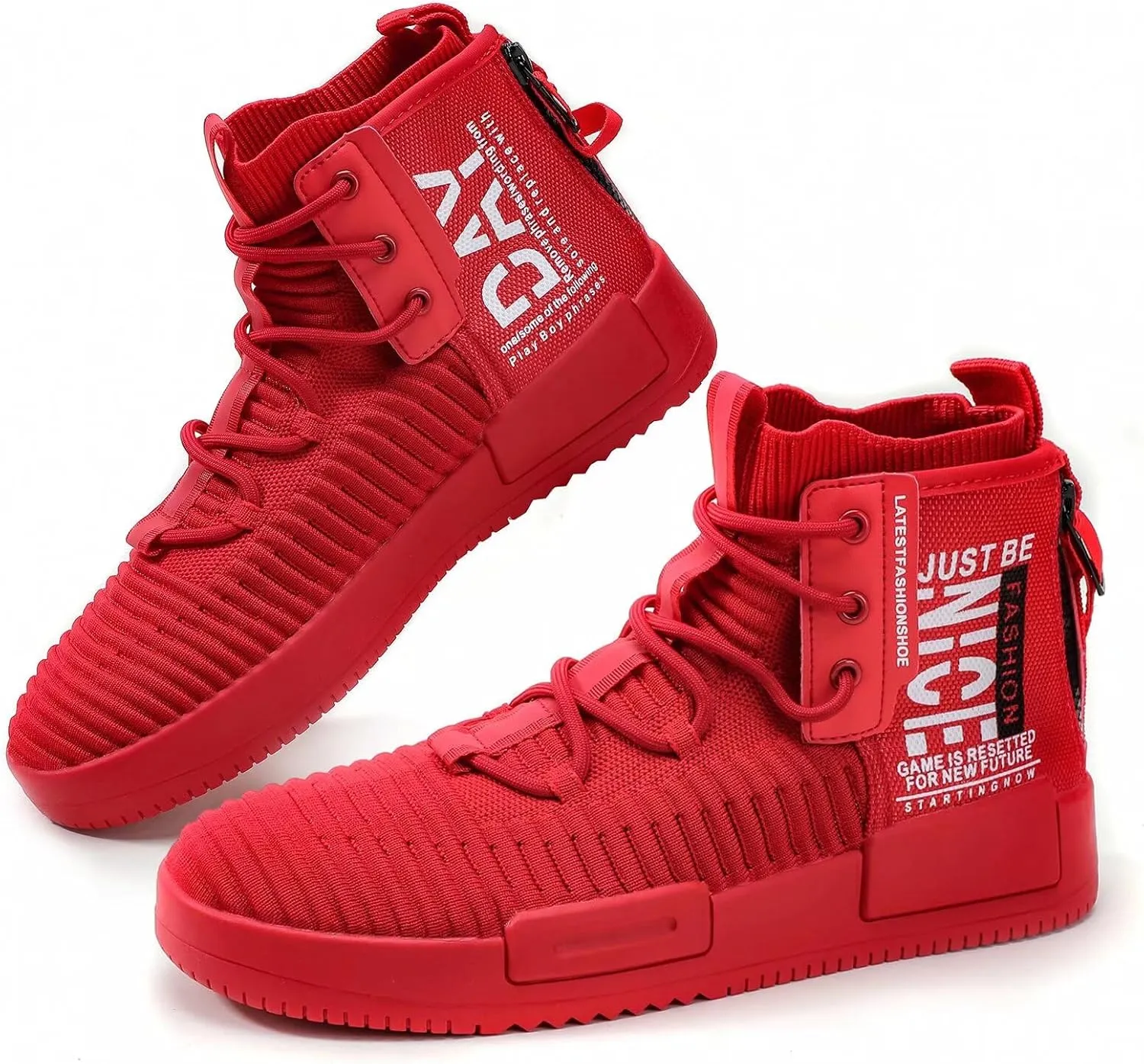 SANNAX Men's High Top Fashion Sneakers Lace Up Walking Shoes Breathable Running Shoes Casual Athletic Hip Hop Shoes for Men