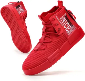 SANNAX Men's High Top Fashion Sneakers Lace Up Walking Shoes Breathable Running Shoes Casual Athletic Hip Hop Shoes for Men