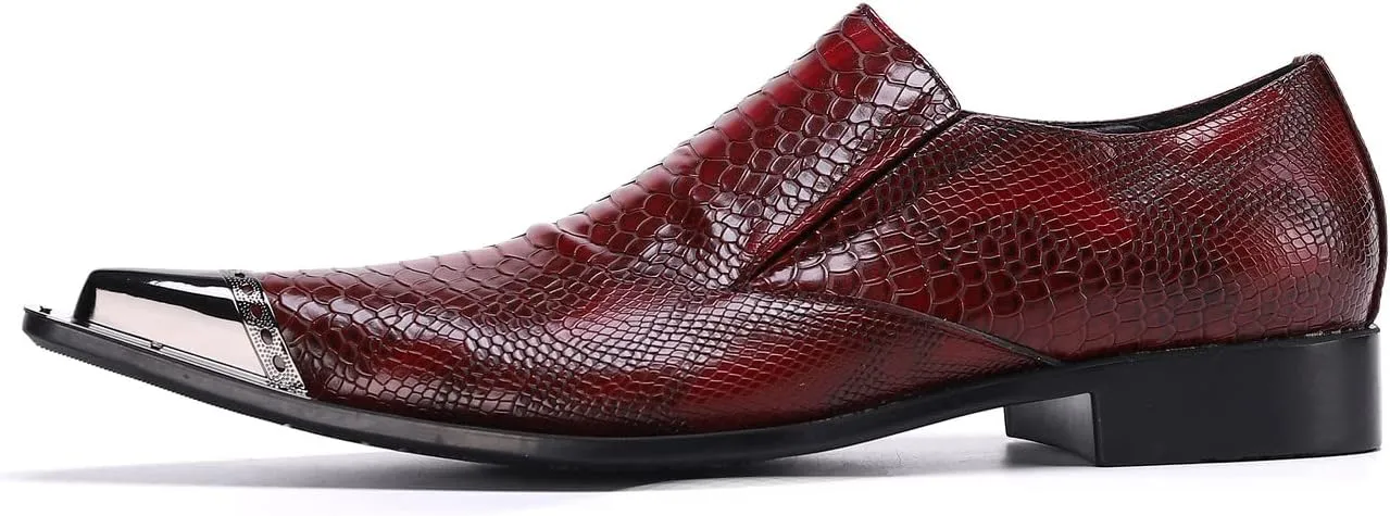 Santimon Mens Loafers Casual Slip On Smoking Dress Style Genuine Leather Lightweight Classic Snake Print Shoes