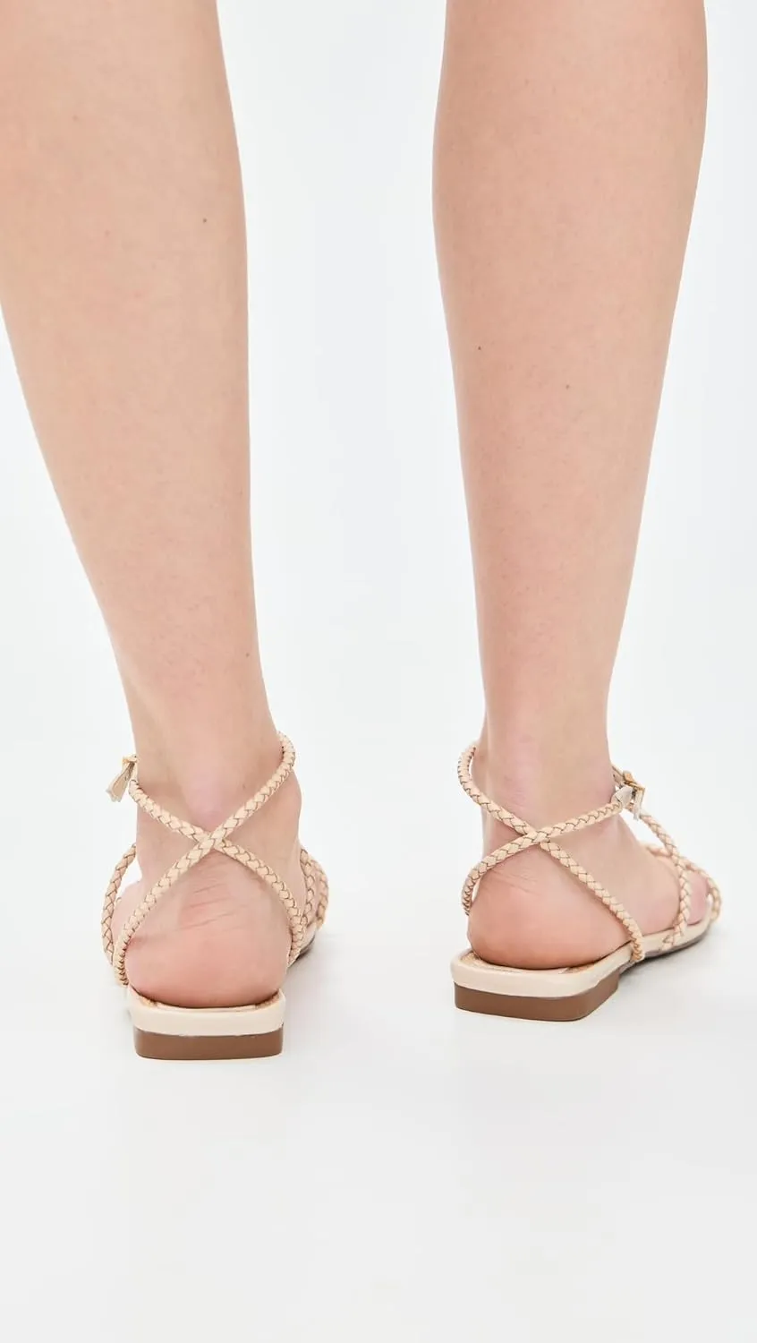 SCHUTZ Women's Kaya Straw Flat Sandals