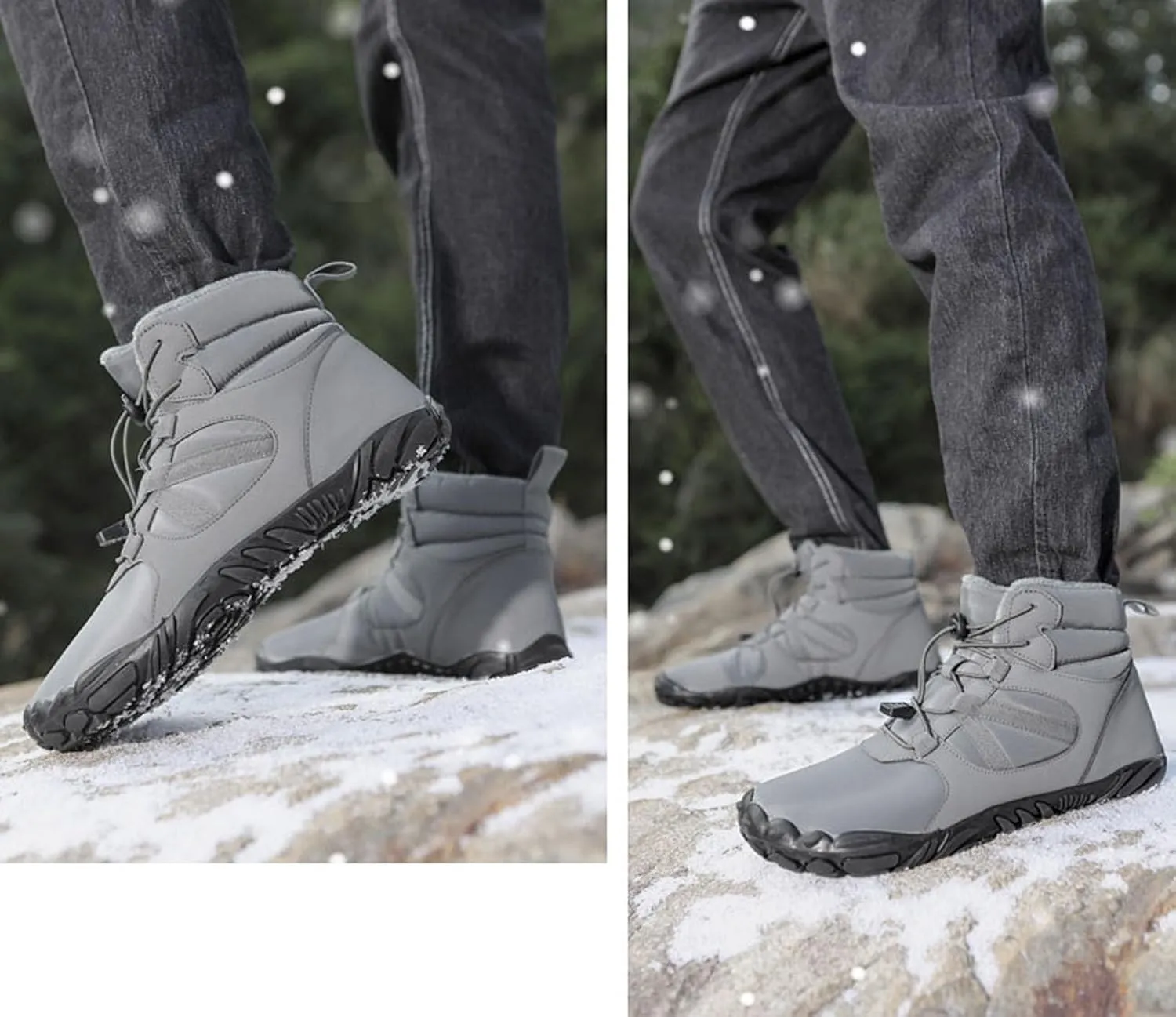 SECHRITE Mens Womens Barefoot Minimalist Shoes Winter Boots Zero Drop Sole Trail Running Sneakers Wide Toe Box