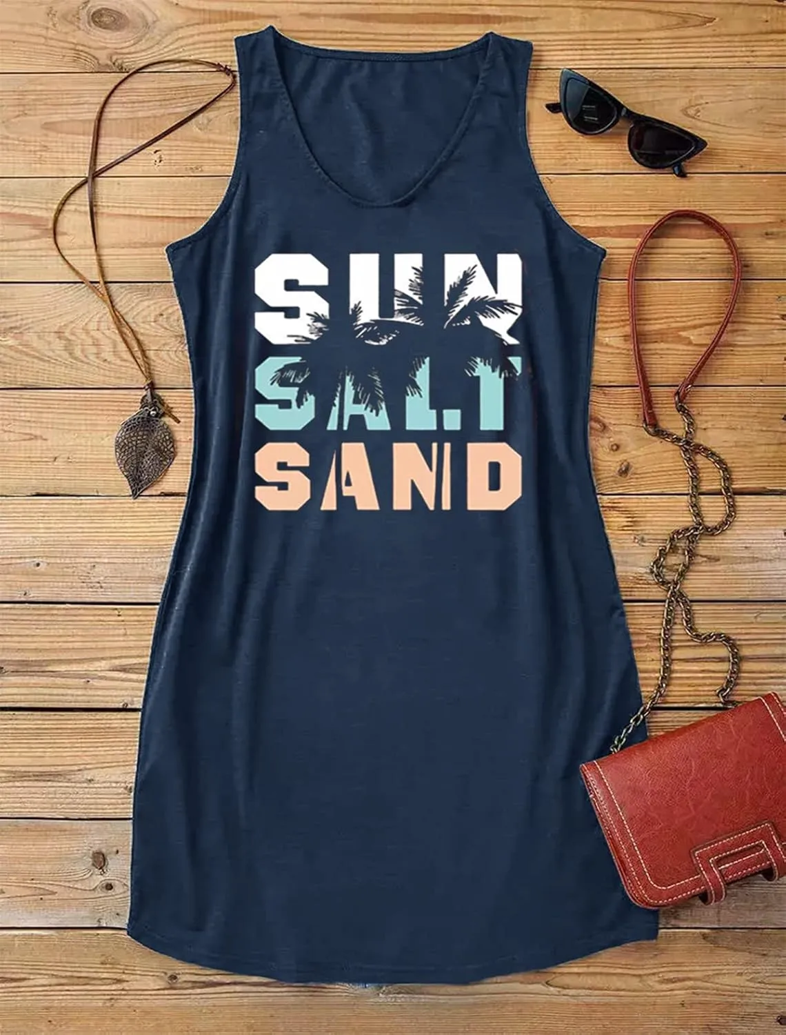 Sexy Summer Dress for Women Sun Salt Sand Graphic Mini Dress Hawaii Beach Vacation Dresses Summer Sexy V Neck Sundress