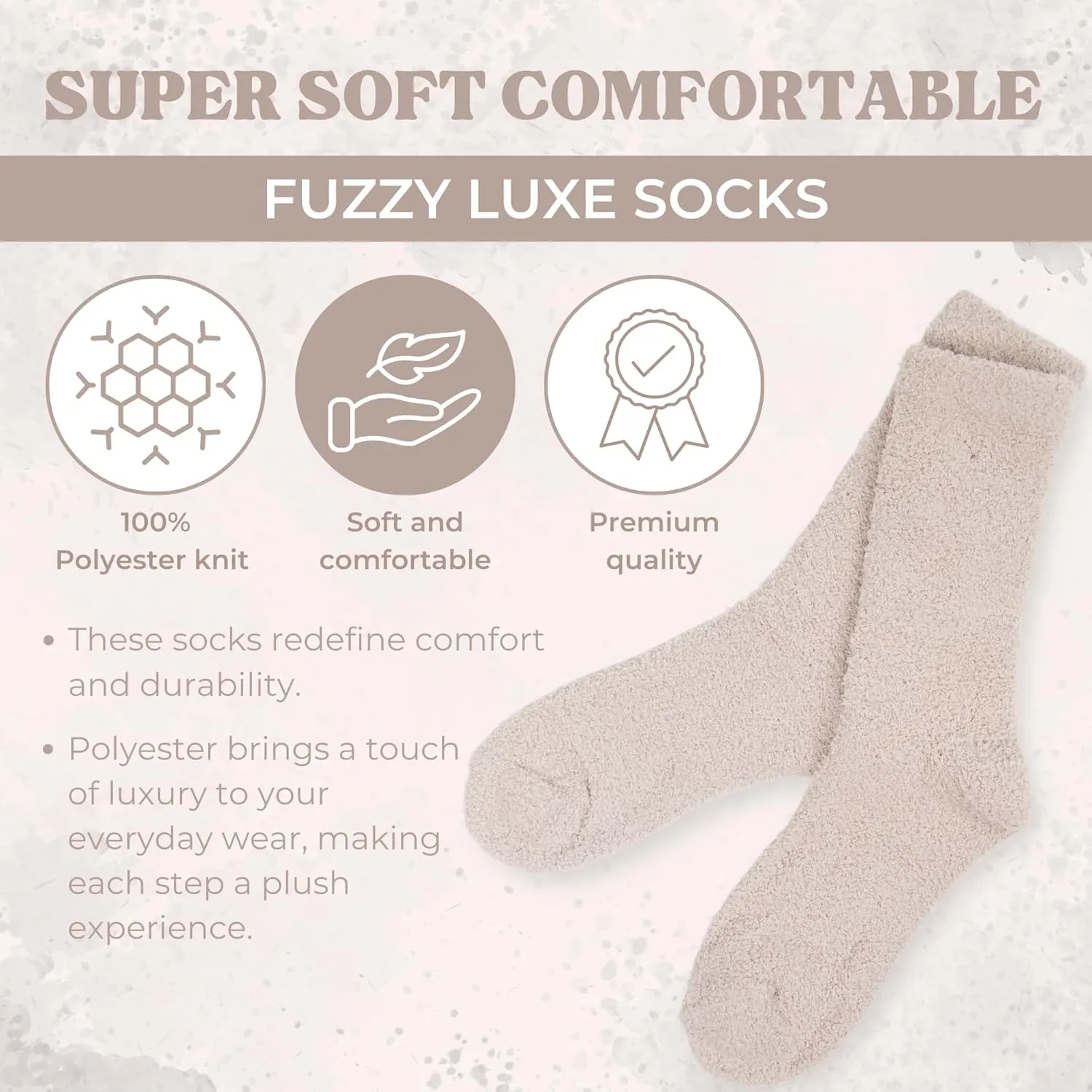 Shadow Breeze Plush Cozy Knit Socks | Super Soft Comfortable Fuzzy Luxe Socks