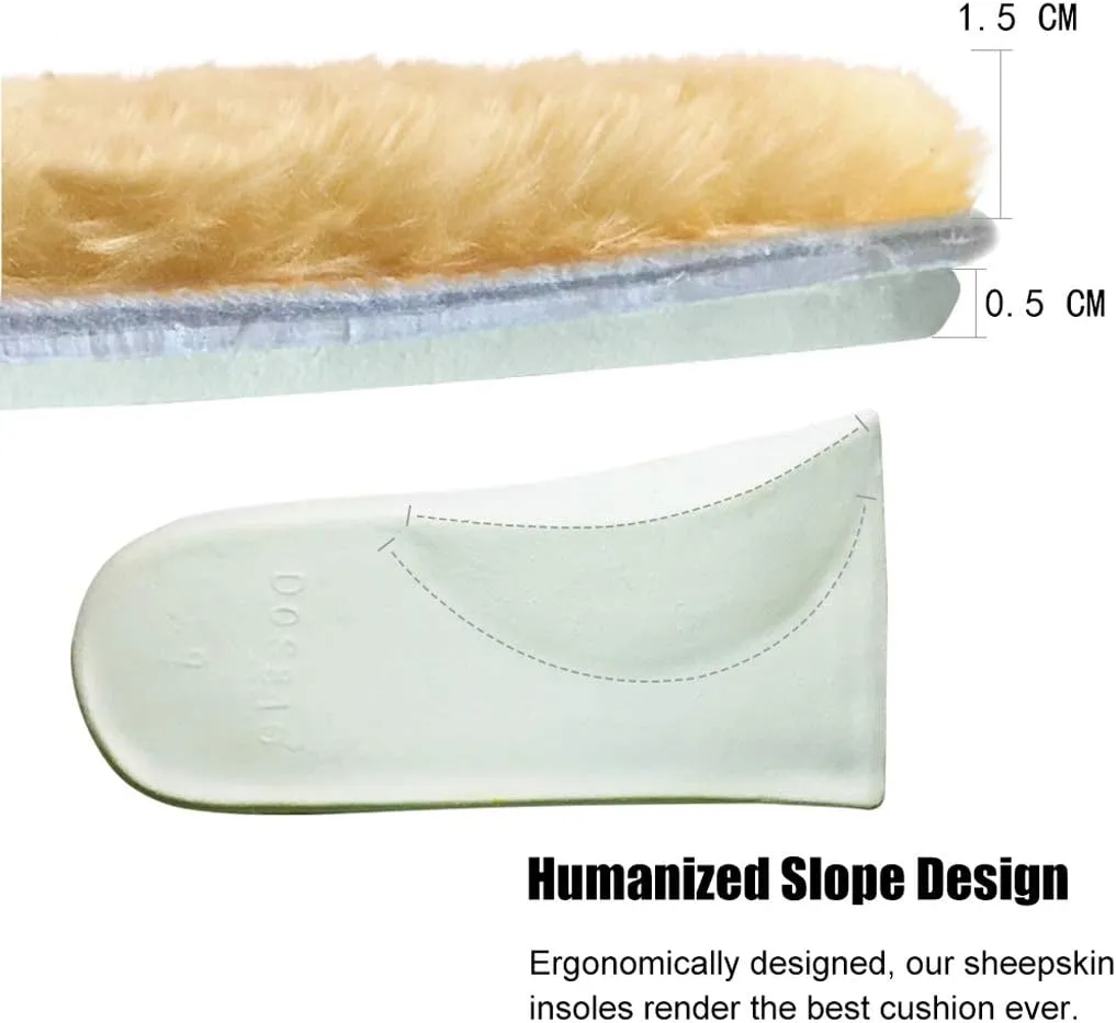 Sheepskin Insoles Women's Premium Think Wool Fur Fleece Inserts Cozy & Fluffy 7 1 Pack