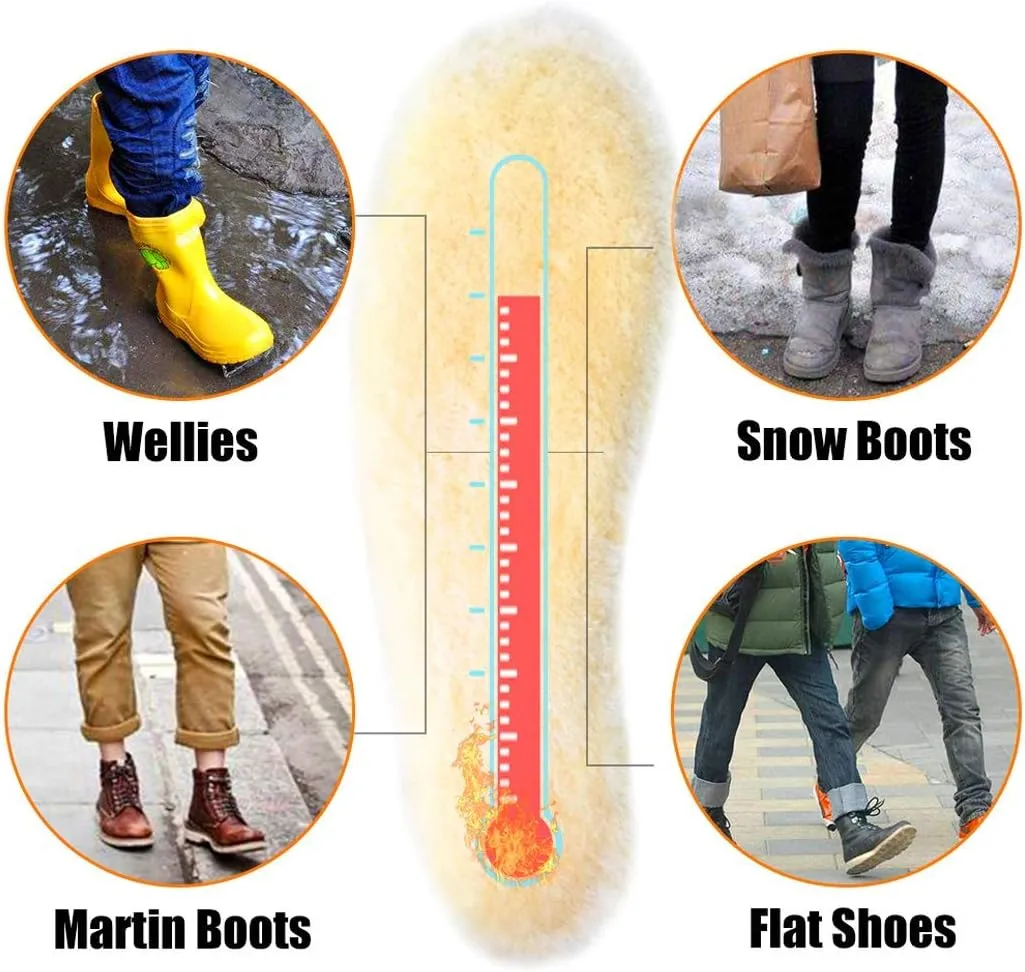 Sheepskin Insoles Women's Premium Think Wool Fur Fleece Inserts Cozy & Fluffy 7 1 Pack
