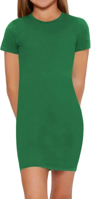 SHENHE Girl's Basic Short Sleeve Crew Neck Bodycon T Shirt Pencil Mini Dresses