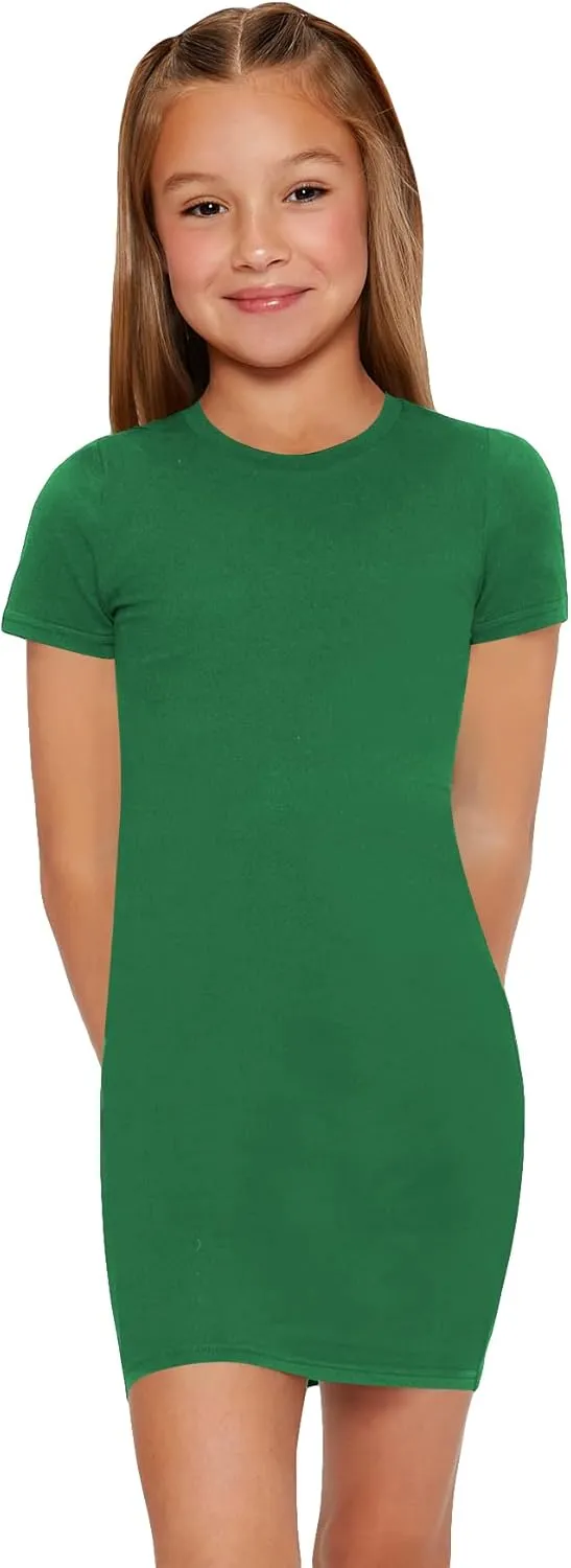 SHENHE Girl's Basic Short Sleeve Crew Neck Bodycon T Shirt Pencil Mini Dresses