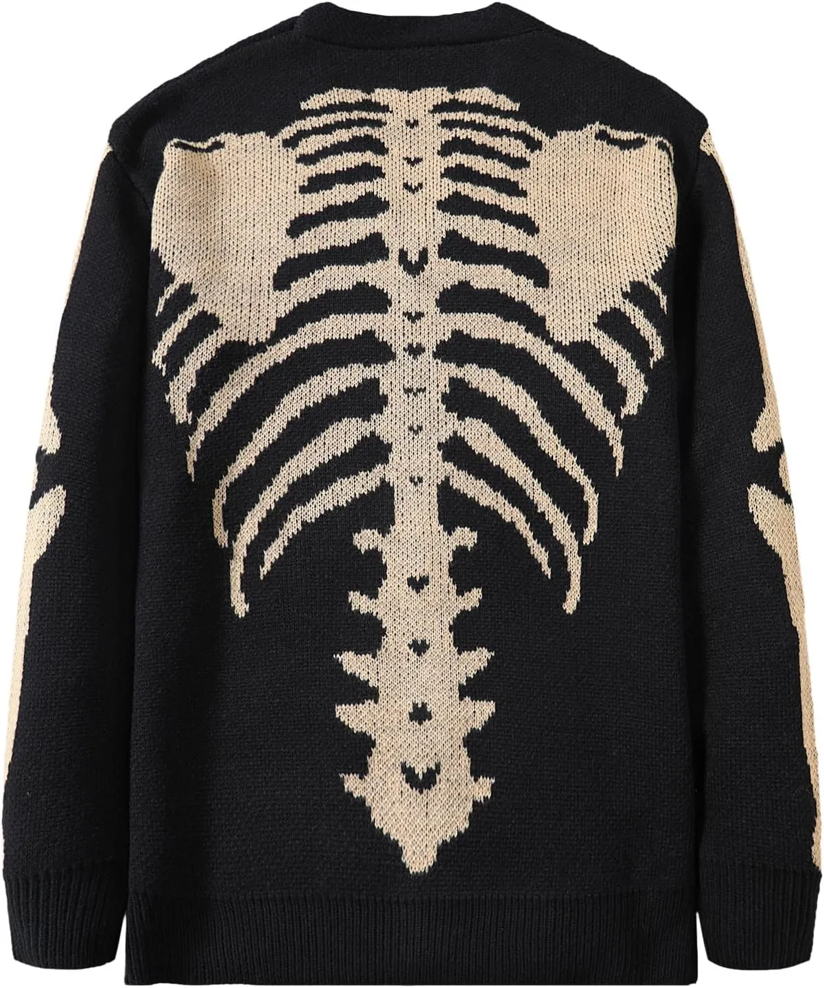 SHENHE Men's Skeleton Pattern Cardigan Sweaters Long Sleeve Unisex Outwear Knitted Coats