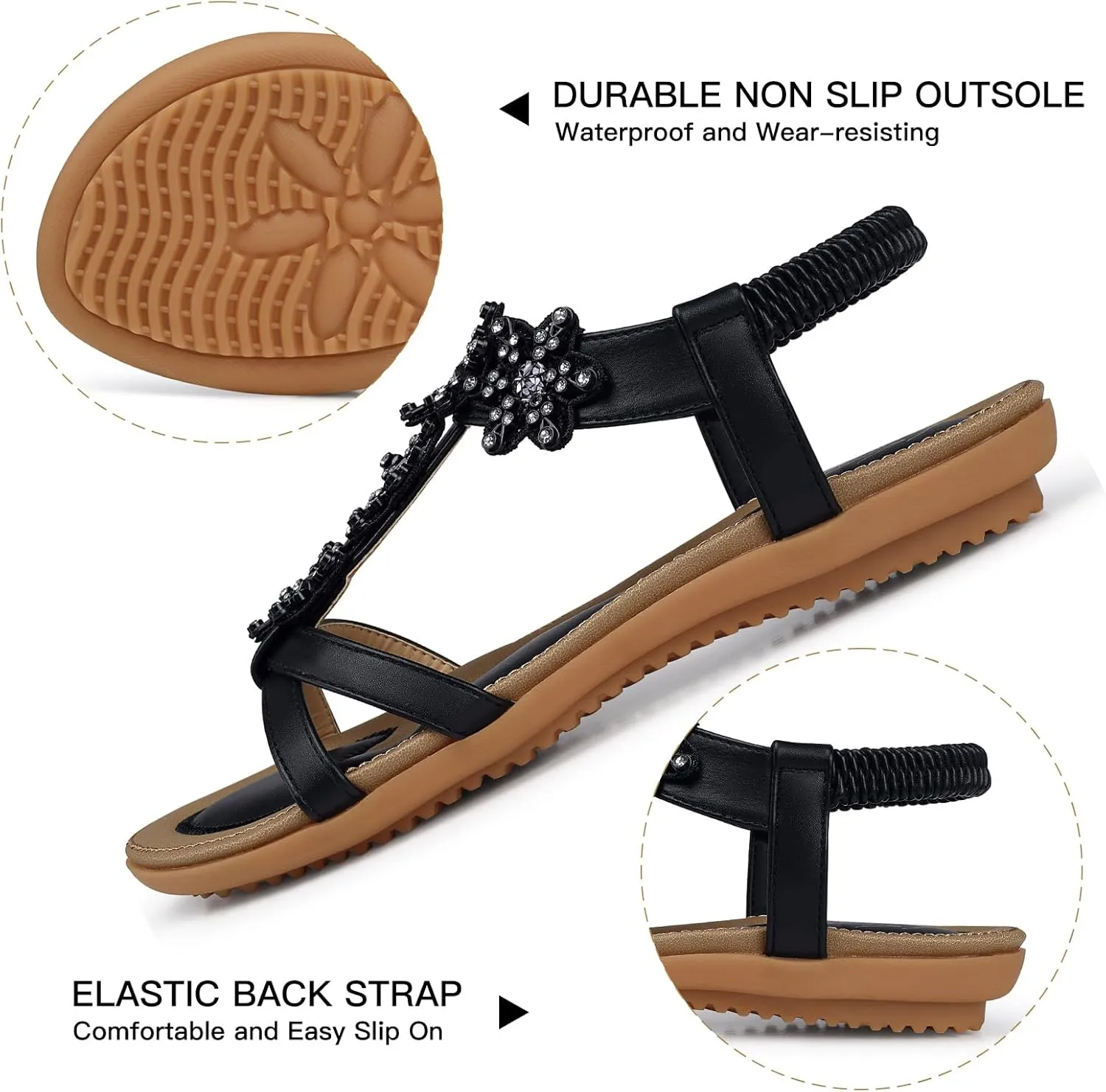 SHIBEVER Dressy Flat Sandals for Women: Summer Comfortable Walking Womens Sandal