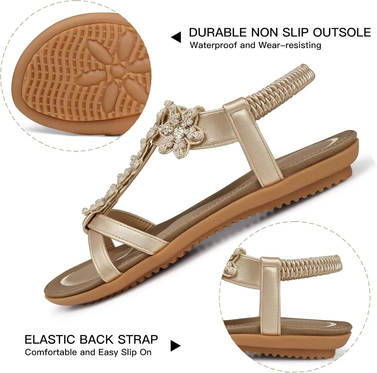 SHIBEVER Dressy Flat Sandals for Women: Summer Comfortable Walking Womens Sandal