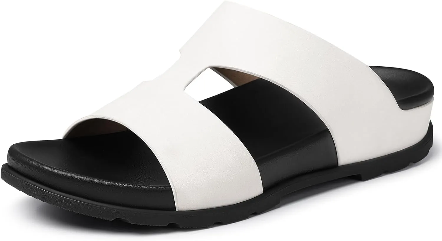 SHIBEVER Flat Sandals for Women Dressy: Summer Arch Support Comfortable Slip On Slide Sandal