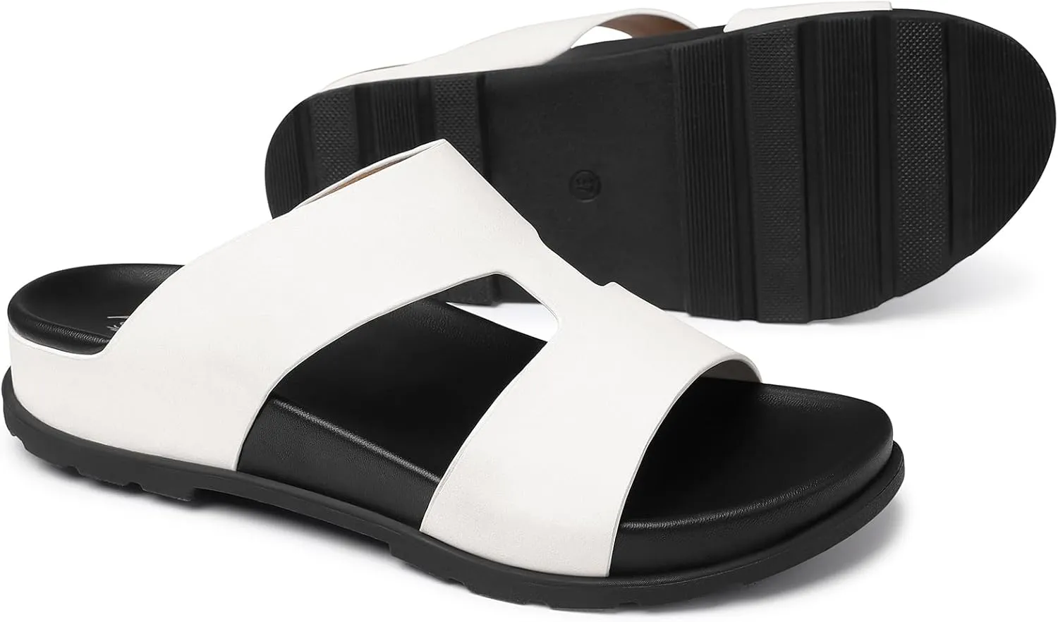 SHIBEVER Flat Sandals for Women Dressy: Summer Arch Support Comfortable Slip On Slide Sandal