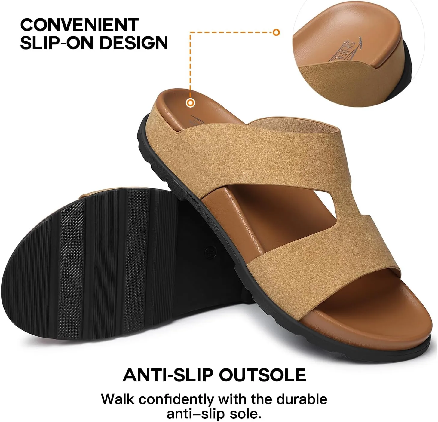 SHIBEVER Flat Sandals for Women Dressy: Summer Arch Support Comfortable Slip On Slide Sandal