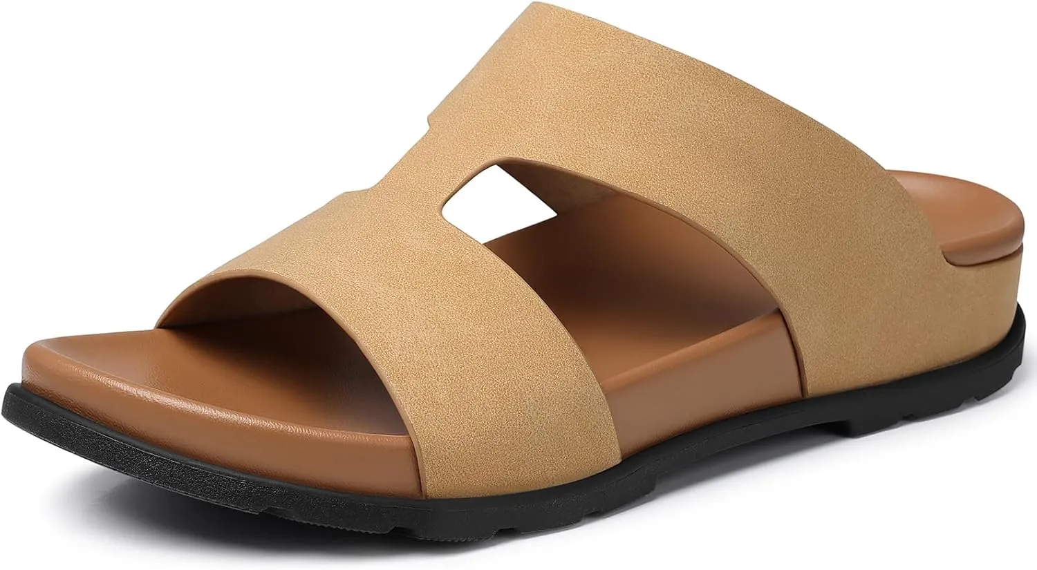 SHIBEVER Flat Sandals for Women Dressy: Summer Arch Support Comfortable Slip On Slide Sandal
