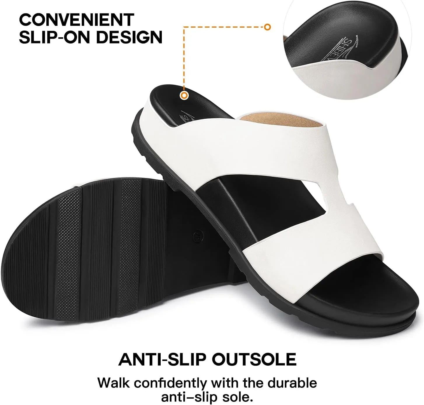 SHIBEVER Flat Sandals for Women Dressy: Summer Arch Support Comfortable Slip On Slide Sandal