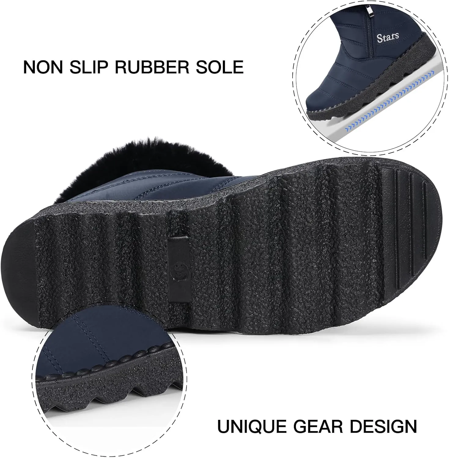 SHIBEVER Waterproof Winter Boots for Women: Snow Mid Calf Fur Lined Warm Women Boot Outdoor Resistant Booties