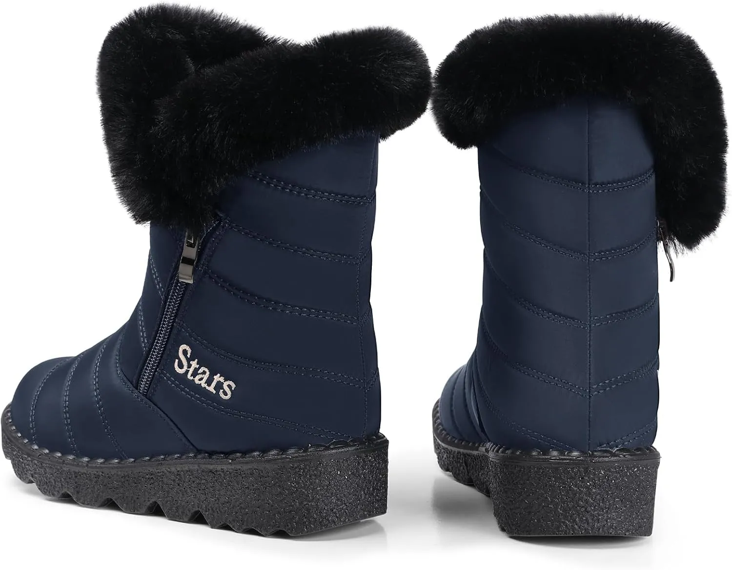 SHIBEVER Waterproof Winter Boots for Women: Snow Mid Calf Fur Lined Warm Women Boot Outdoor Resistant Booties