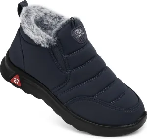 SHIBEVER Winter Boots for Women: Black Warm Fur Lined Slip on Ankle Snow Boots Comfortable Waterproof Outdoor Shoes Size