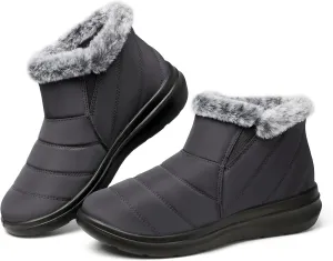 SHIBEVER Winter Waterproof Boots for Women: Snow Womens Ankle Fur Lined Shoes Slip On Warm Insulated Winter Boot