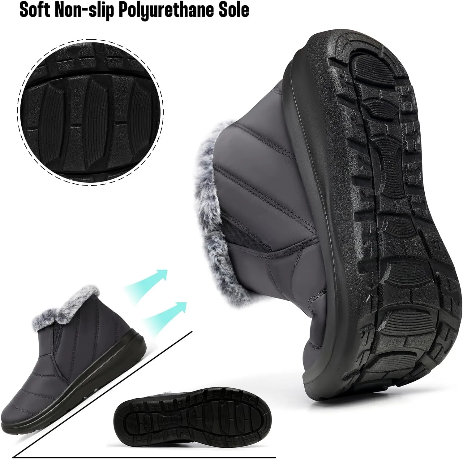 SHIBEVER Winter Waterproof Boots for Women: Snow Womens Ankle Fur Lined Shoes Slip On Warm Insulated Winter Boot