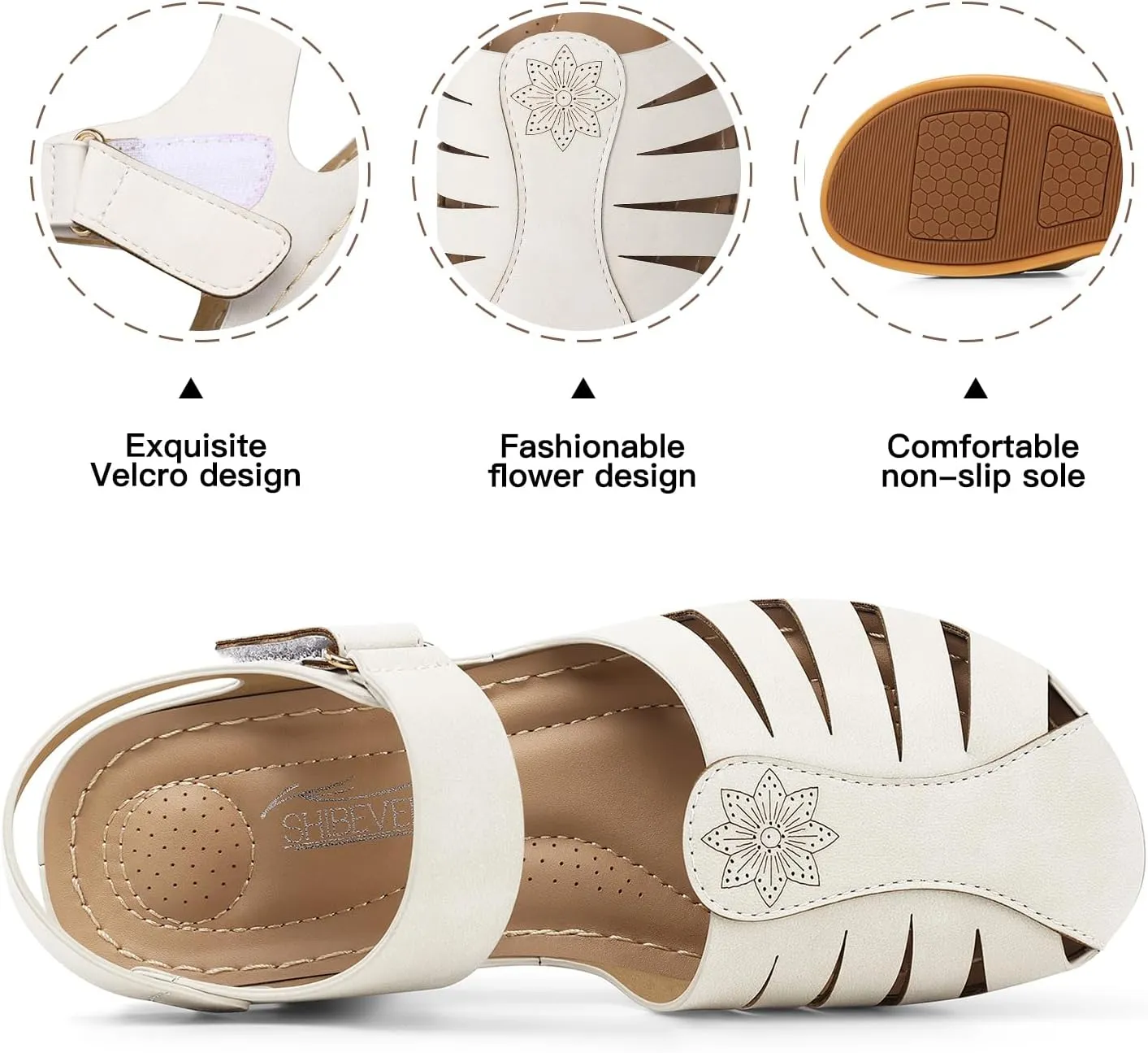 SHIBEVER Women Comfortable Flat Sandals: Dressy Summer Sandal - Closed Toe Fisherman Sandals