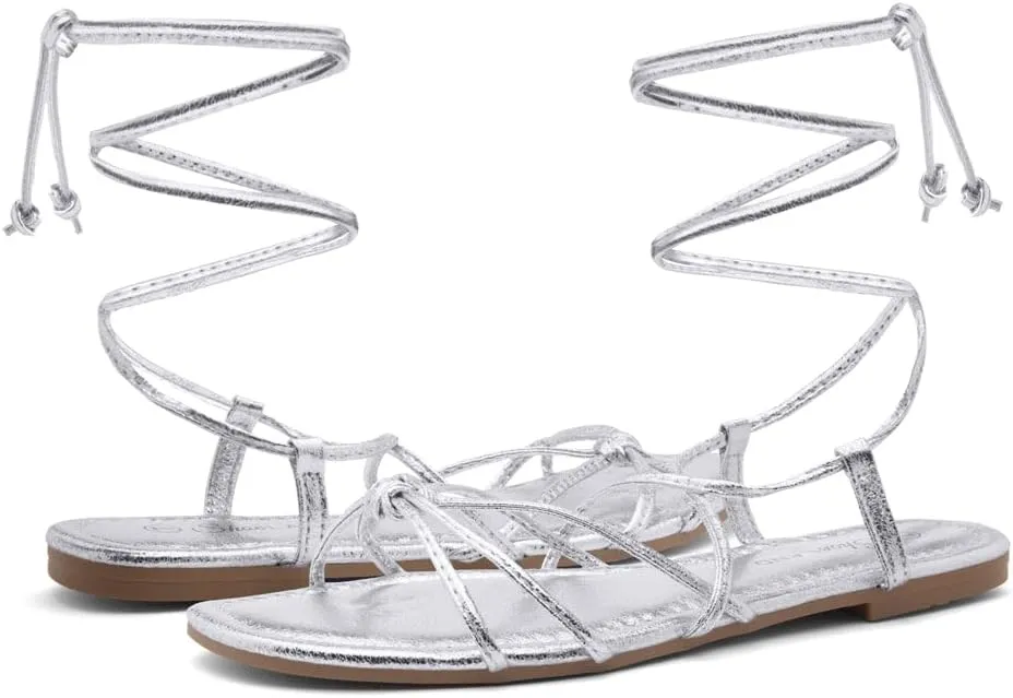 Shoe Land Women’s Flat Lace Up Sandals – Strappy Gladiator Sandals with Adjustable Crisscross Ankle Straps | Comfortable Open Toe Shoes for Summer, Beach & Travel