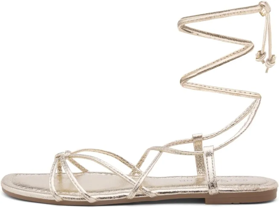 Shoe Land Women’s Flat Lace Up Sandals – Strappy Gladiator Sandals with Adjustable Crisscross Ankle Straps | Comfortable Open Toe Shoes for Summer, Beach & Travel
