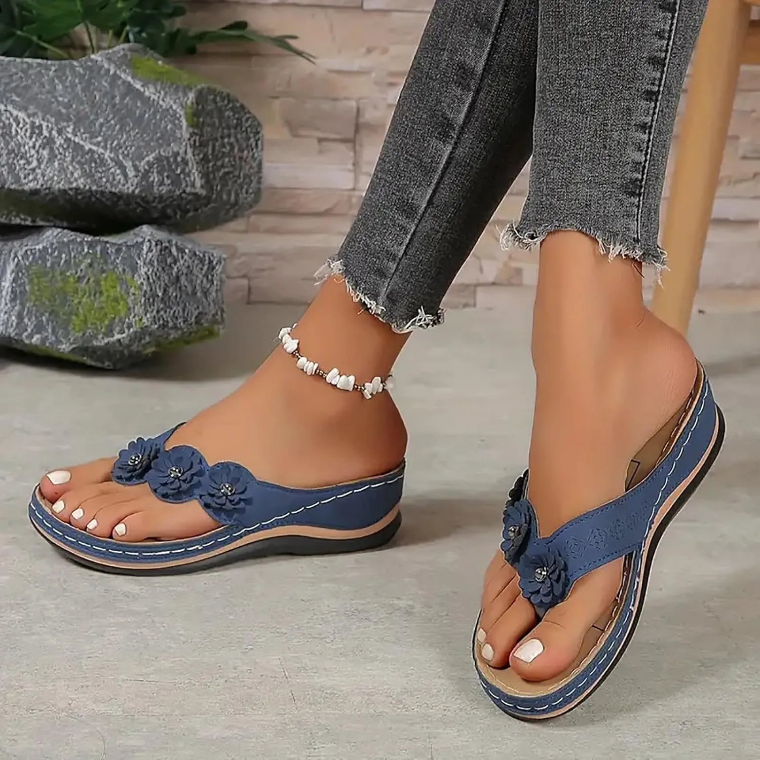 Shoes for Women, Women Summer Dressy Sandals Trendy Wedge Sandal Thong Slippers Comfy Walk Flip Flops