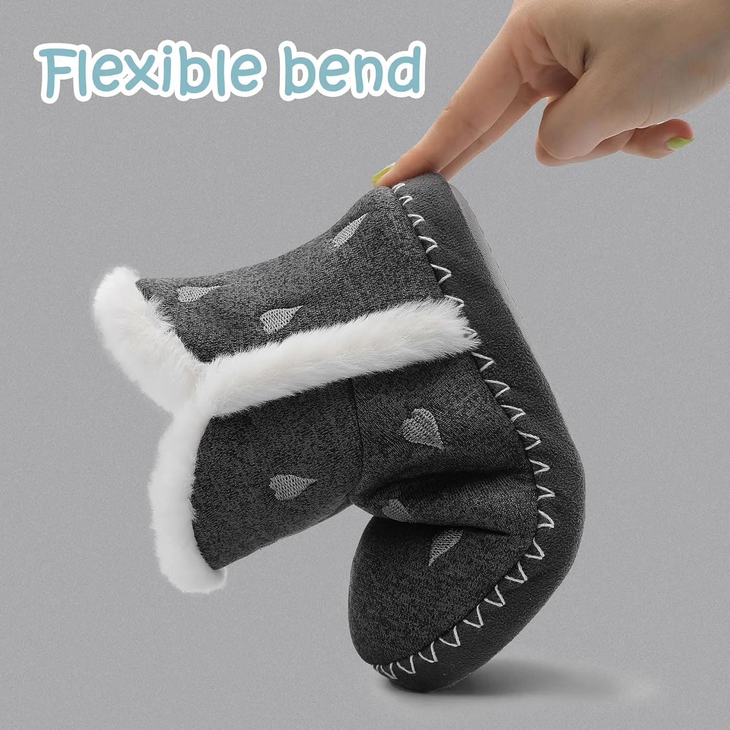shoeslocker Girls Cute Bootie Slippers, Winter Warm Plush Memory Foam Booties House Shoes for Girls